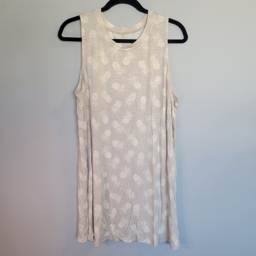 Torrid Super Soft Slub Jersey Tank Top 2 Plus Size Tan Pineapple Print Tunic